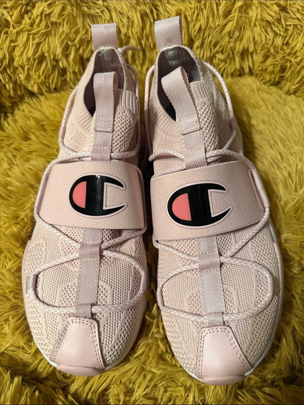 Champion Light Pink Slip-On Sneakers with Logo Strap